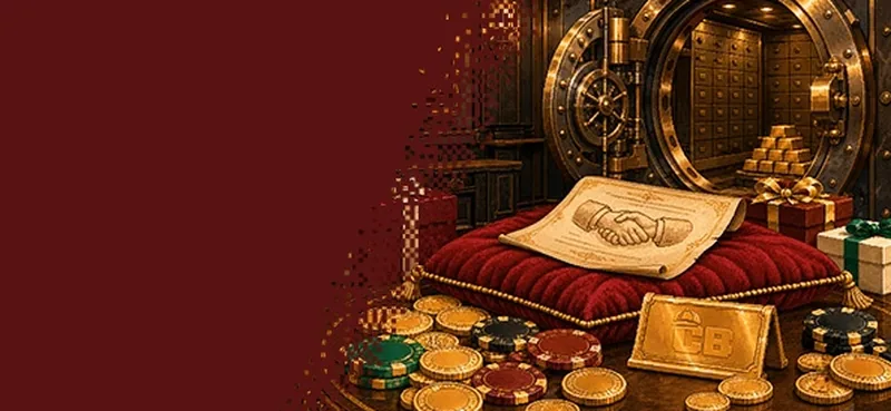 Is CrumBet betrouwbaar: kluis met goud en een handdruk-contract